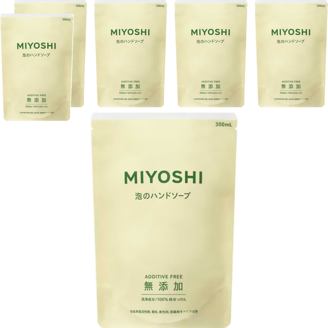 MIYOSHI 玉之肌 無添加泡沫洗手乳補充包, 300ml, 6包