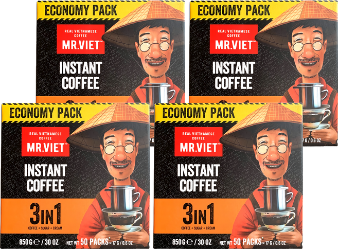 MR.VIET 三合一即溶咖啡粉 經濟包, 17g, 50條, 4盒