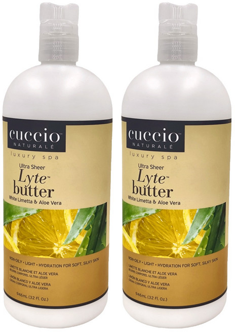 CUCCIO 古希歐 絲滑身體輕乳液 白檸檬蘆薈, 32oz, 946.4ml, 2瓶