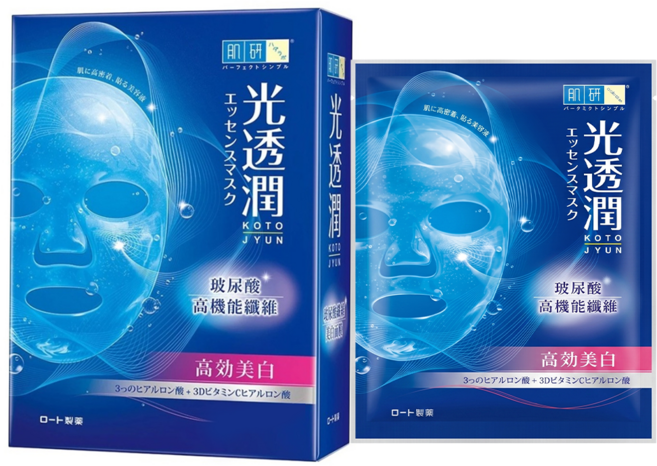 HADALABO 肌研 台灣公司貨 光透潤玻尿酸纖維美白面膜 28ml, 6片, 1盒
