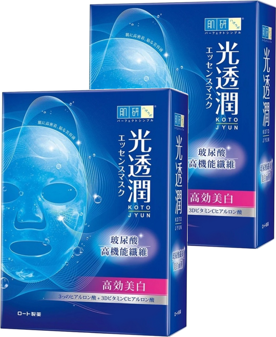 HADALABO 肌研 台灣公司貨 光透潤玻尿酸纖維美白面膜 28ml, 6片, 2盒