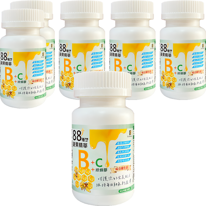 BioBank 大金宏醫 88種蔬果B群 + C + 綠蜂膠, 30顆, 15g, 6罐