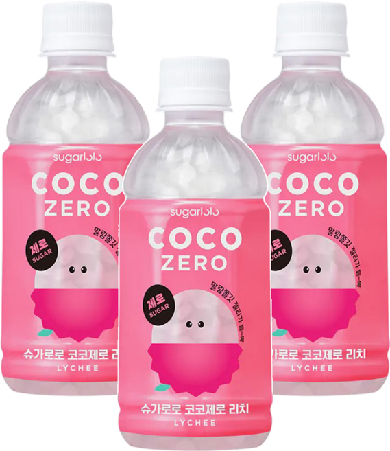 sugarlolo 椰果飲料 荔枝風味, 3瓶, 340ml