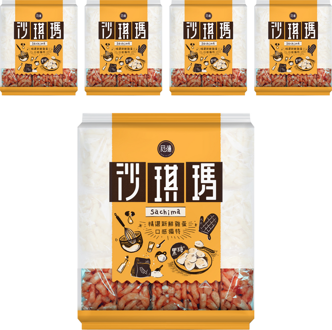 冠億食品 黑糖沙琪瑪, 300g, 5袋