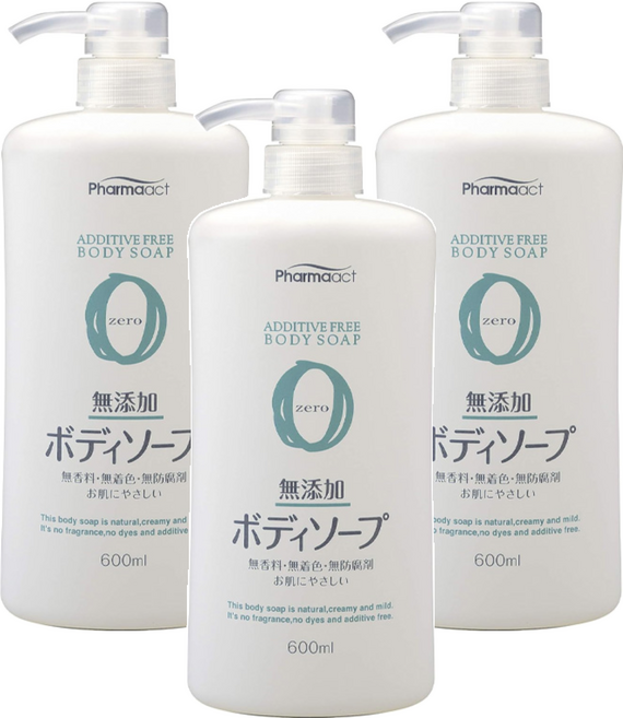 Pharmaact 無添加沐浴乳, 3瓶, 600ml
