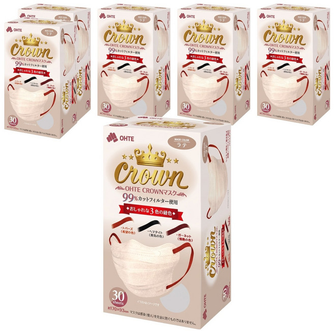 OHTE 新快適 CROWN 成人口罩, 6個, 30片, 香檳色