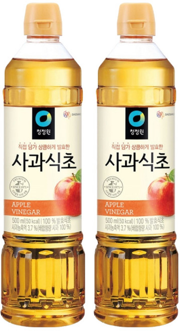 清淨園 韓國蘋果醋 料理用, 500ml, 2瓶