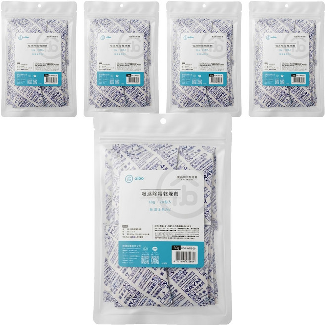 aibo 吸濕除霉 乾燥劑 台灣製 20包, 600g, 5袋