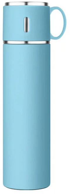FUJI-GRACE 富士雅麗 日本 316不鏽鋼手提附杯保溫瓶, 藍色, 580ml, 1個