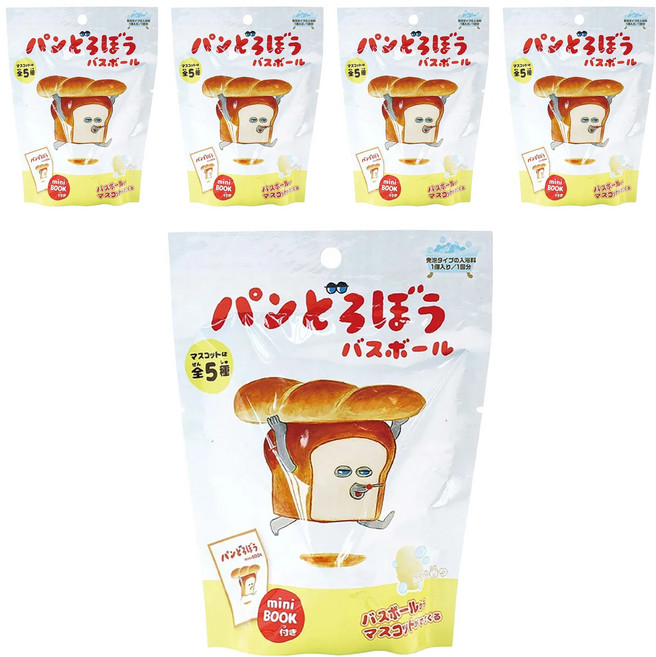 日本 nol BANDAI 麵包小偷入浴球 麵包香味 60g, 混合顏色, 5個