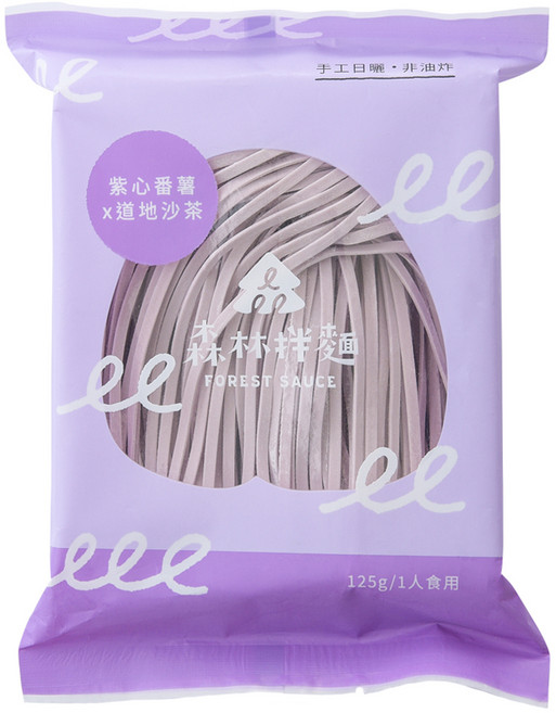 FOREST NOODLES 森林麵食 紫心番薯口味 道地沙茶 125g, 1包