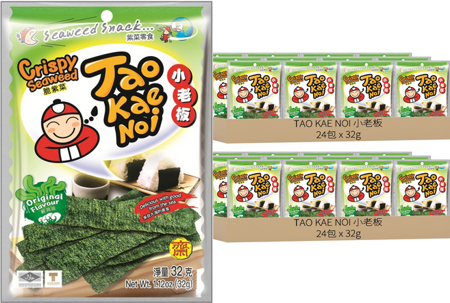 TAO KAE NOI 小老板 厚片海苔 原味, 32g, 48包
