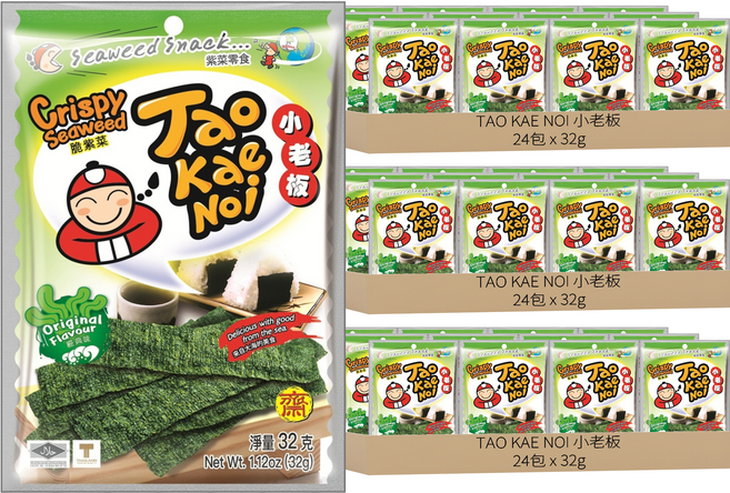 TAO KAE NOI 小老板 厚片海苔 原味, 32g, 72包