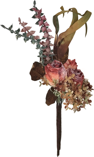 三頭仿真花乾燥玫瑰手禮 淺粉色 總高度42cm 1個