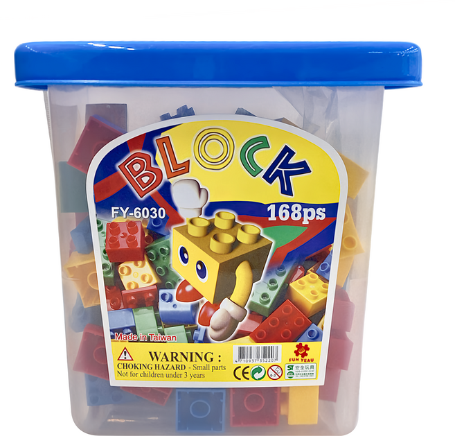 FUH YEAU 甫宜 益智積木玩具 3歲以上適用 168片, 多色, 1桶