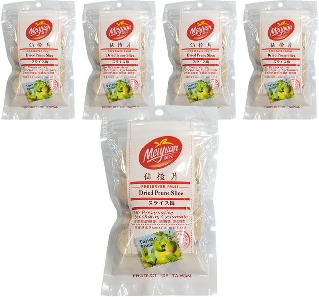 美元 蜜餞 仙楂片 無防腐劑 無糖精 無甜精 台灣製造, 100g, 5包
