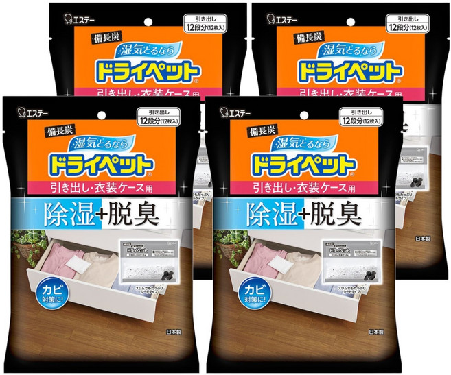 ST 雞仔牌 Drypet 備長炭吸濕包 抽屜衣櫃用 12個, 300g, 4袋