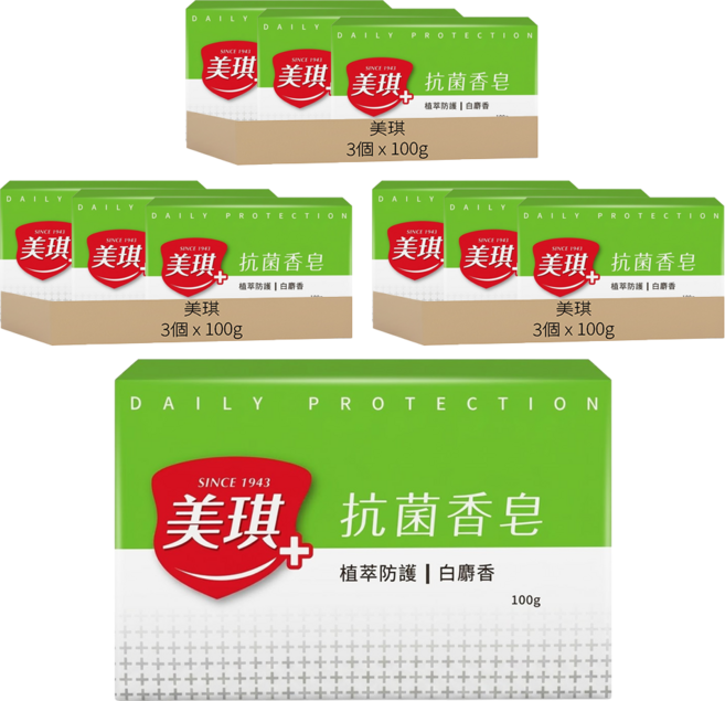 美琪 抗菌香皂 白麝香, 100g, 9個