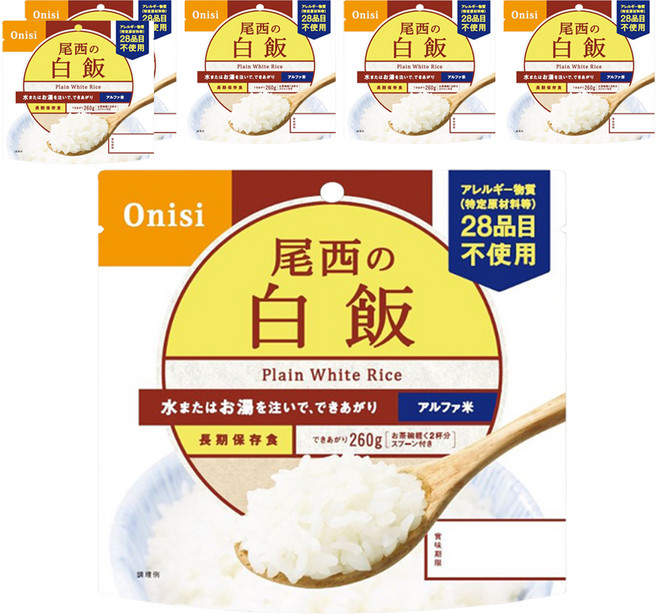 Onisi 尾西 乾燥餐 白飯, 100g, 6個裝