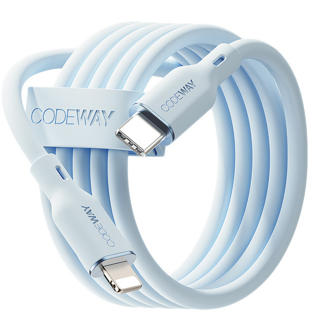 CODEWAY PALLET系列 USB-C-Lightning充電傳輸線, 2m, 冰藍色, 1條