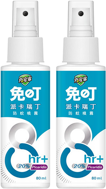 夜安寧 免叮派卡瑞丁防蚊噴霧, 80ml, 2罐