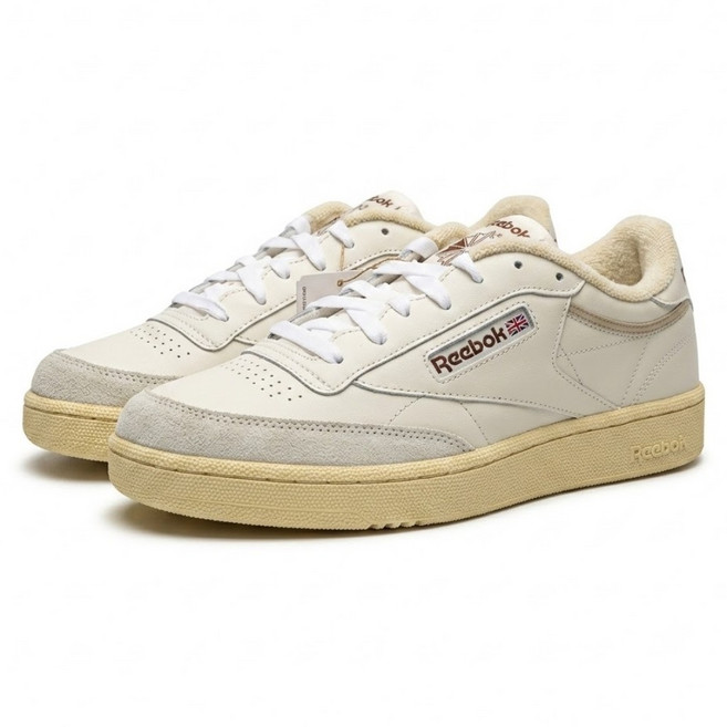 Reebok 銳步 Club C85 麂皮拼接 奶油底小白鞋 休閒鞋