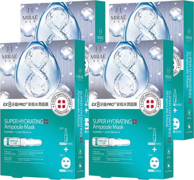 MIRAE 未來美 EX8分鐘PRO安瓶水潤面膜組, 4盒, 1盒