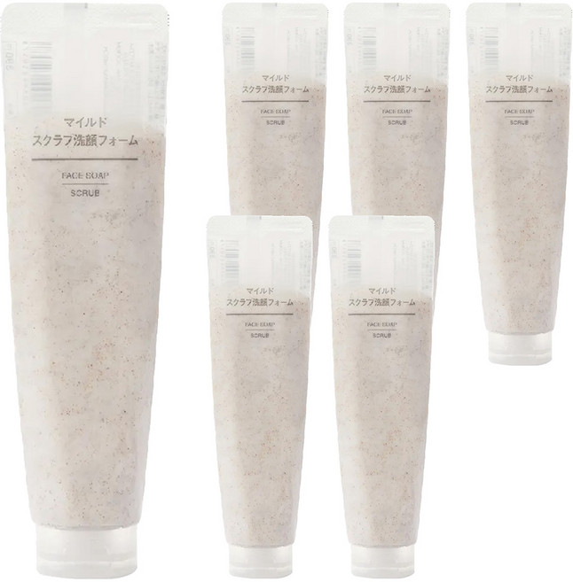 MUJI 無印良品 台灣公司貨 溫和去角質洗面乳, 100g, 6條