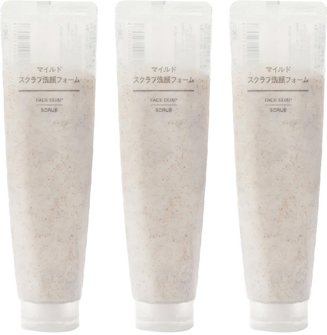 MUJI 無印良品 台灣公司貨 溫和去角質洗面乳, 100g, 3條