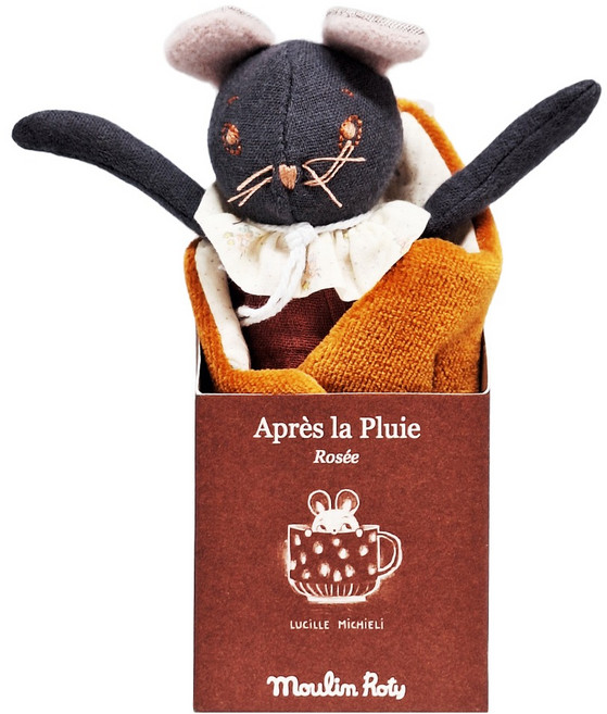 Moulin Roty 雨後系列 安撫玩偶, 迷你黑鼠, 1個