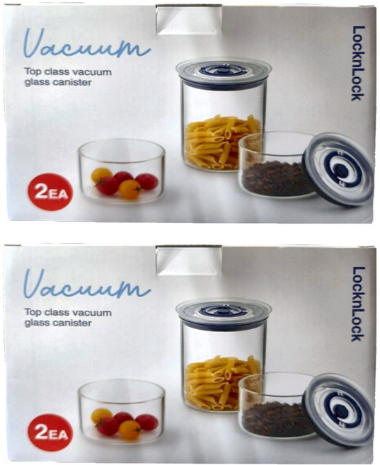 LocknLock 樂扣樂扣 TOP CLASS 抽真空玻璃儲物罐2件組 LBG001VACS2 BLU-8, 1組, 2個容器 + 2個蓋子