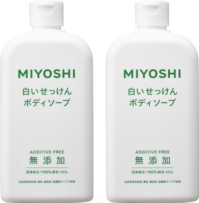 MIYOSHI 石鹼 無添加液態皂沐浴乳, 400ml, 2瓶
