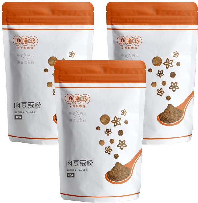 頂膳珍 肉豆蔻粉, 3包, 80g