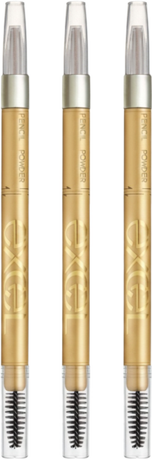 日本 excel 3合1持久造型眉筆 0.45g, 3支, PD10 紅莓棕