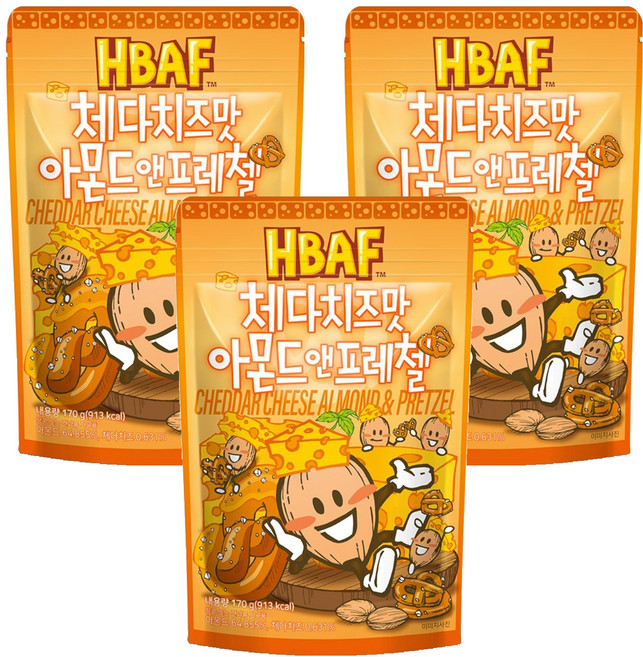 HBAF 杏仁果與蝴蝶餅 切達起司口味, 170g, 3包