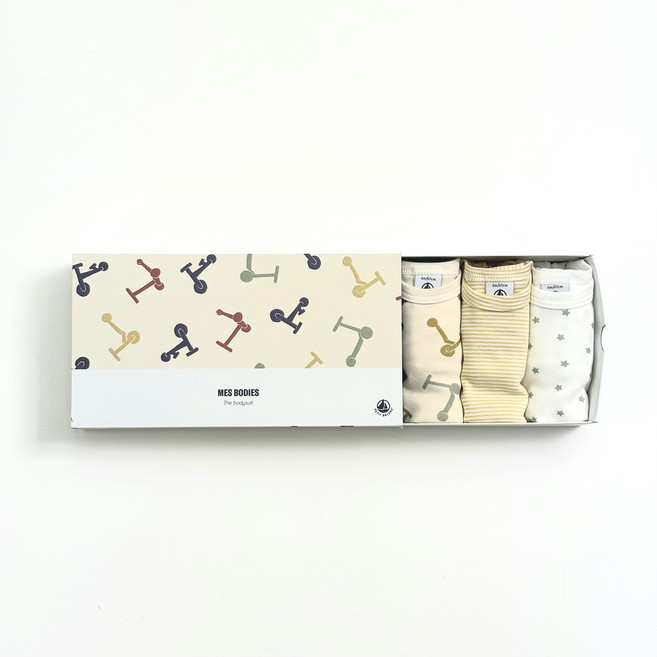 PETIT BATEAU 小帆船 嬰幼兒滑板車圖案連身衣5件組禮盒組 NUS43NB66FMC