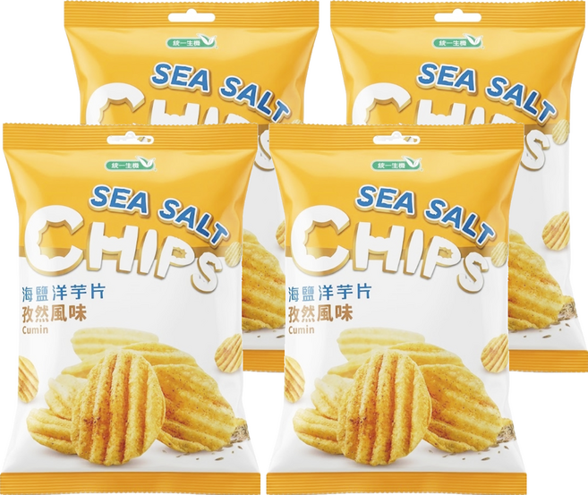 統一生機 海鹽洋芋片 孜然風味, 50g, 4包