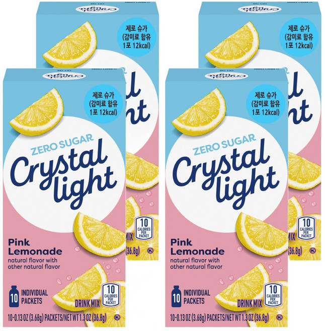 Crystal Light 粉紅檸檬飲沖泡包, 3.68g, 10條, 4盒