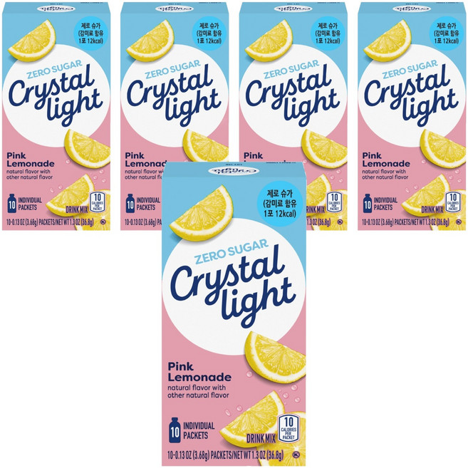 Crystal Light 粉紅檸檬飲沖泡包, 3.68g, 10條, 5盒