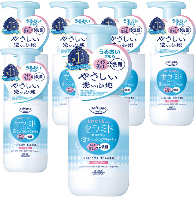 KOSE 高絲 softymo 絲芙蒂 台灣公司貨 神經醯胺卸粧洗顏慕絲, 200ml, 6個