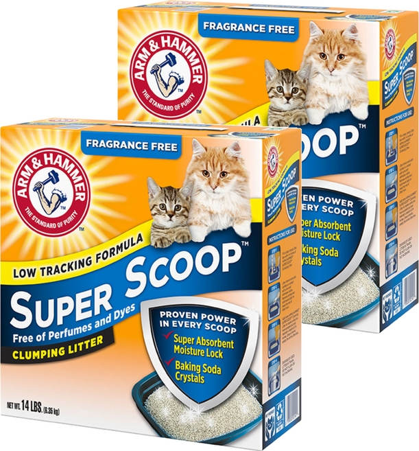ARM&HAMMER 超凝結貓砂, 6.35kg, 2盒, 無香味