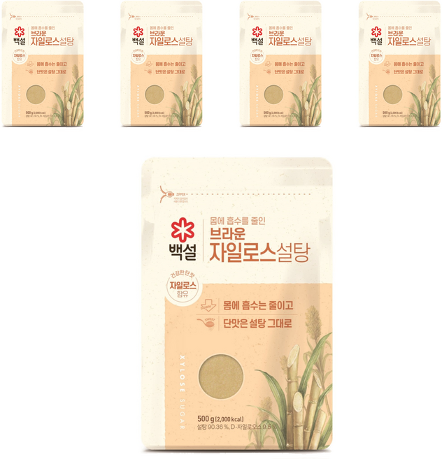 CJ BEKSUL 白雪 木糖醇棕糖, 500g, 5個
