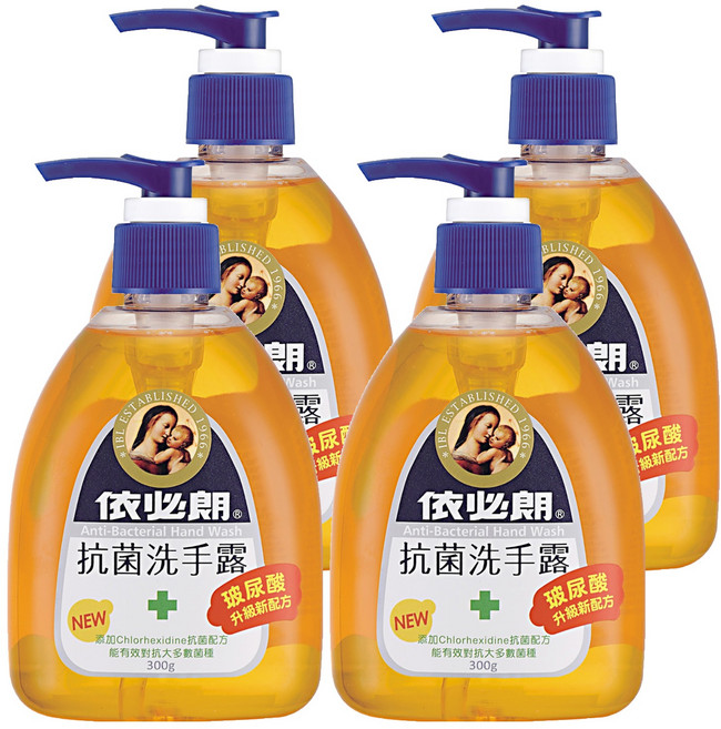 依必朗 抗菌洗手露 玻尿酸升級新配方, 300g, 4瓶