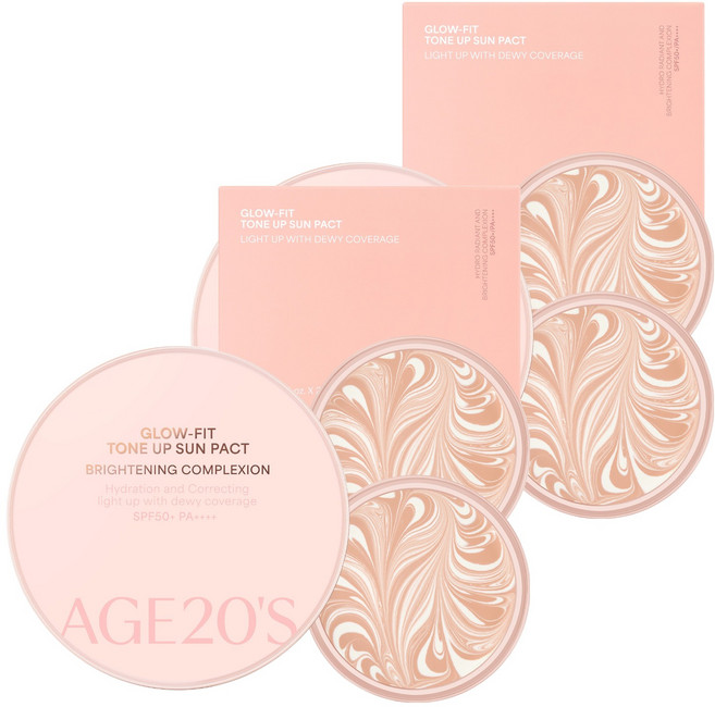 AGE20'S GLOW FIT提亮防曬粉餅盒 + 替換芯 SPF50+ PA++++ 2入, 25g, 2組