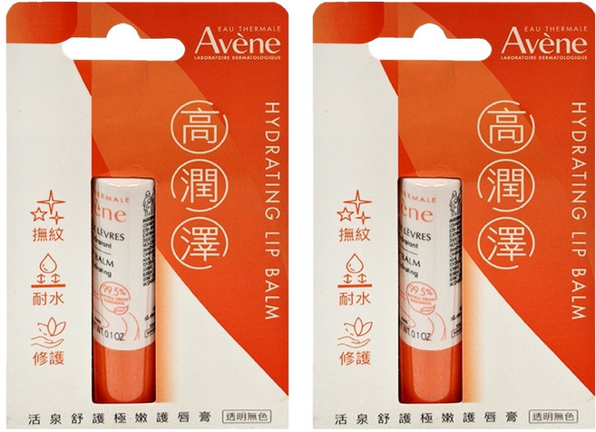 Avene 雅漾 活泉舒護極嫩護唇膏, 透明無色, 4g, 2支