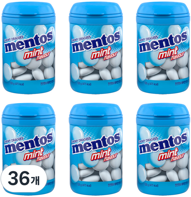 mentos 曼陀珠 薄荷口味瓶裝, 120g, 36個