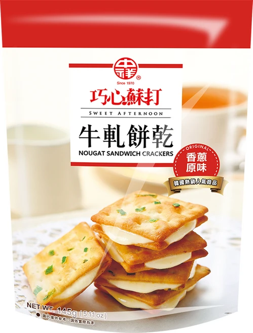 中祥 巧心蘇打 牛軋餅乾, 145g, 1袋