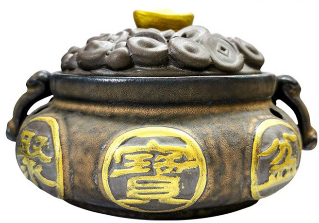 財神小舖 財氣沖天聚寶手工香爐 附防火棉 TCL-6011-2 12.8 x 6.5cm 深咖啡, 1個
