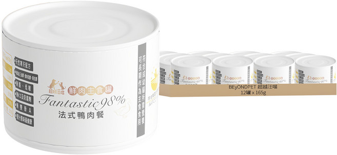 BEyONDPET 超越汪喵 全齡貓 鮮肉主食罐, 法式鴨肉餐, 165g, 12罐