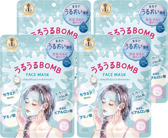 KOSE 高絲 CLEAR TURN 光映透 爆彈保濕療癒面膜 168ml, 7個, 4包